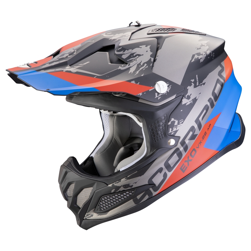 Casque de motocross Scorpion VX-22 Air CX noir mat-bleu-rouge soldes