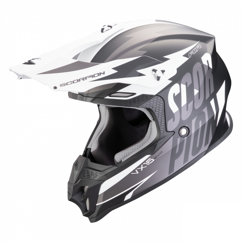 Casque de motocross Scorpion VX-16 EVO AIR Slanter noir mat-gris soldes