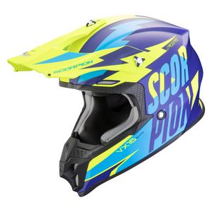 Casque de motocross Scorpion VX-16 EVO AIR Slanter bleu mat-jaune fluo