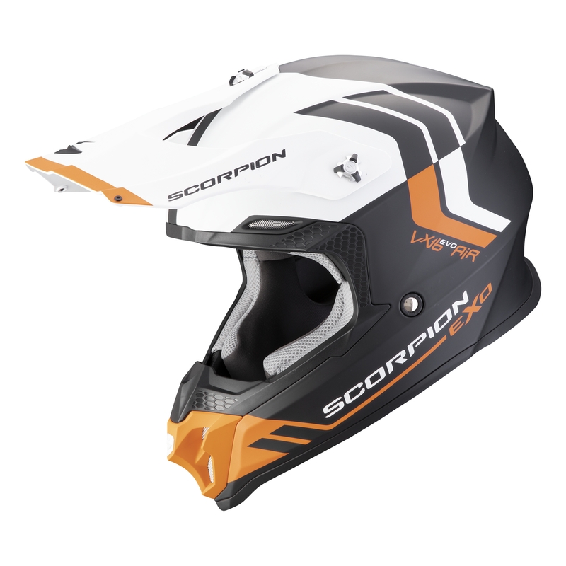 Casque de motocross Scorpion VX-16 EVO AIR Fusion noir mat-orange soldes