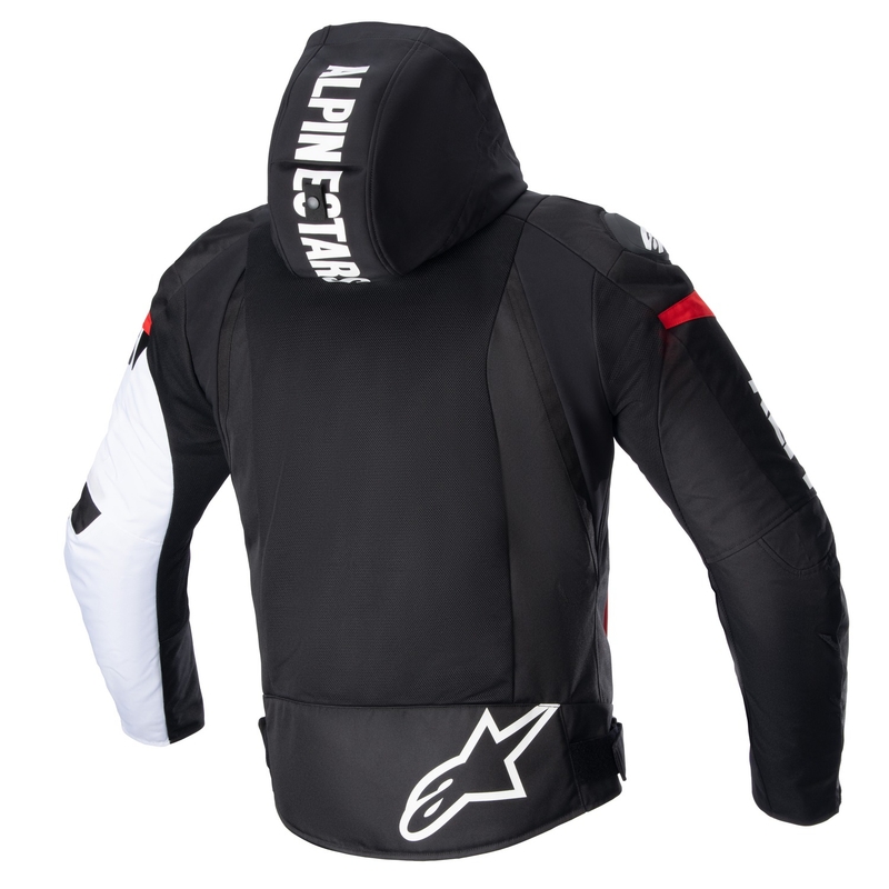 Veste moto Alpinestars Zaca Air Waterproof noir-blanc-rouge fluo