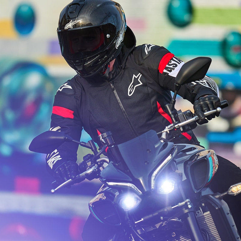 Veste moto Alpinestars Zaca Air Waterproof noir-blanc-rouge fluo