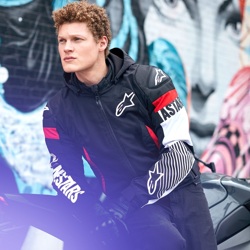 Veste moto Alpinestars Zaca Air Waterproof noir-blanc-rouge fluo