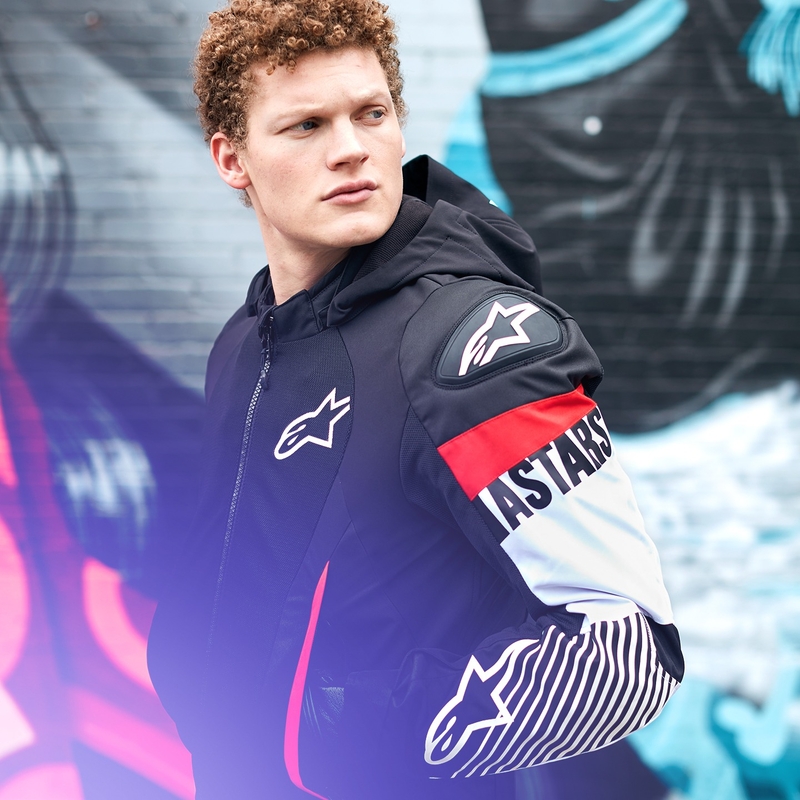 Veste moto Alpinestars Zaca Air Waterproof noir-blanc-rouge fluo