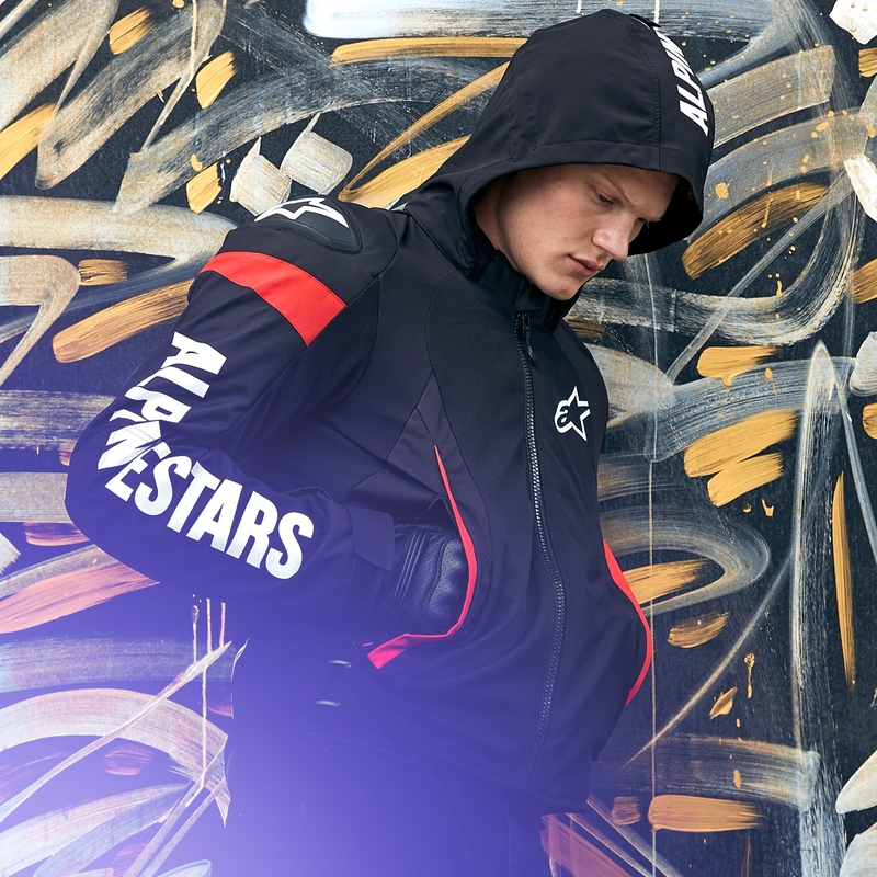 Veste moto Alpinestars Zaca Air Waterproof noir-blanc-rouge fluo