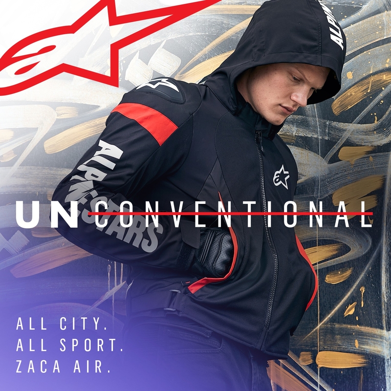 Veste moto Alpinestars Zaca Air Waterproof noir-blanc-rouge fluo