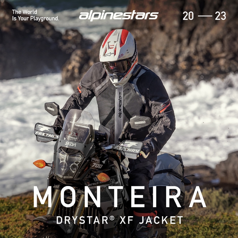 Veste moto Alpinestars Monteira Drystar XF gris foncé-noir-rouge