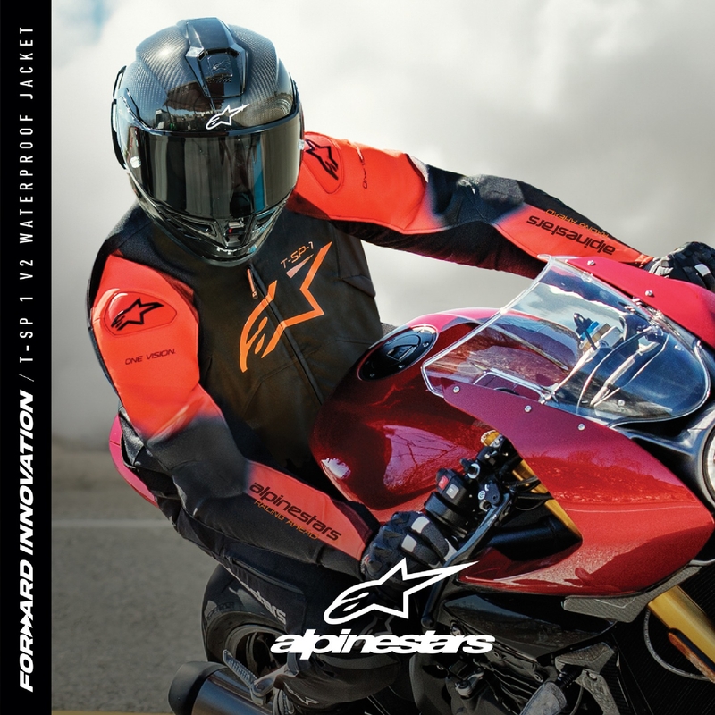 Veste moto Alpinestars T-SP 1 2 Waterproof Noir-Rouge fluo