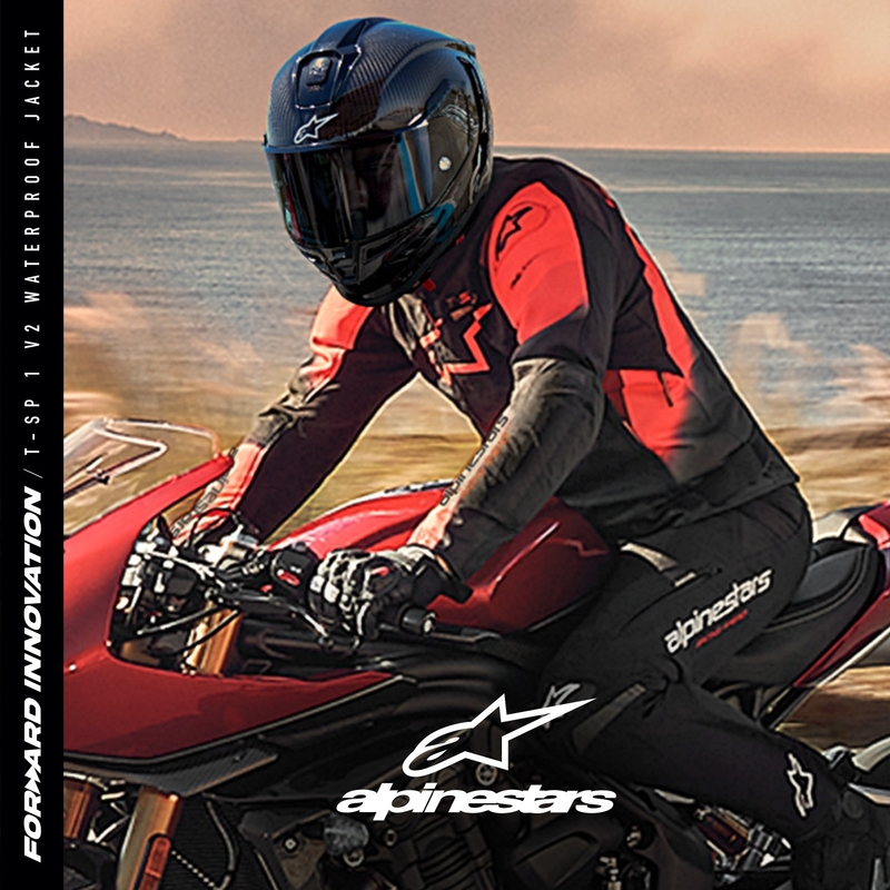 Veste moto Alpinestars T-SP 1 2 Waterproof Noir-Rouge fluo