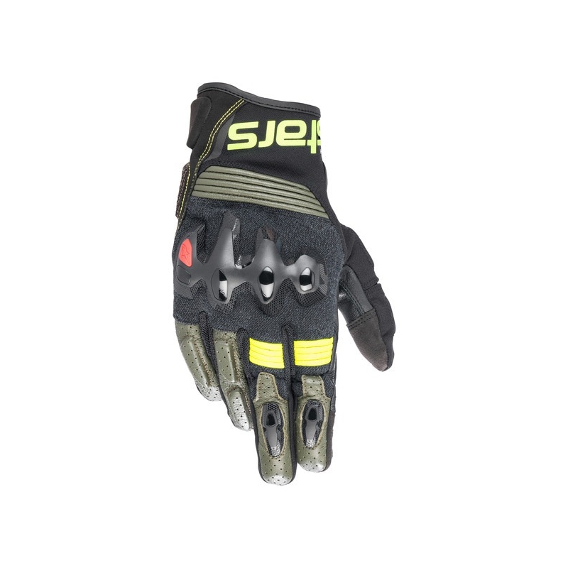 Gants de moto Alpinestars Halo noir-vert-jaune fluo