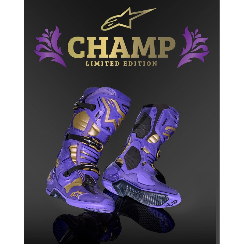 Bottes de moto Alpinestars Tech 10 Limited Edition Champ Purple and Gold
