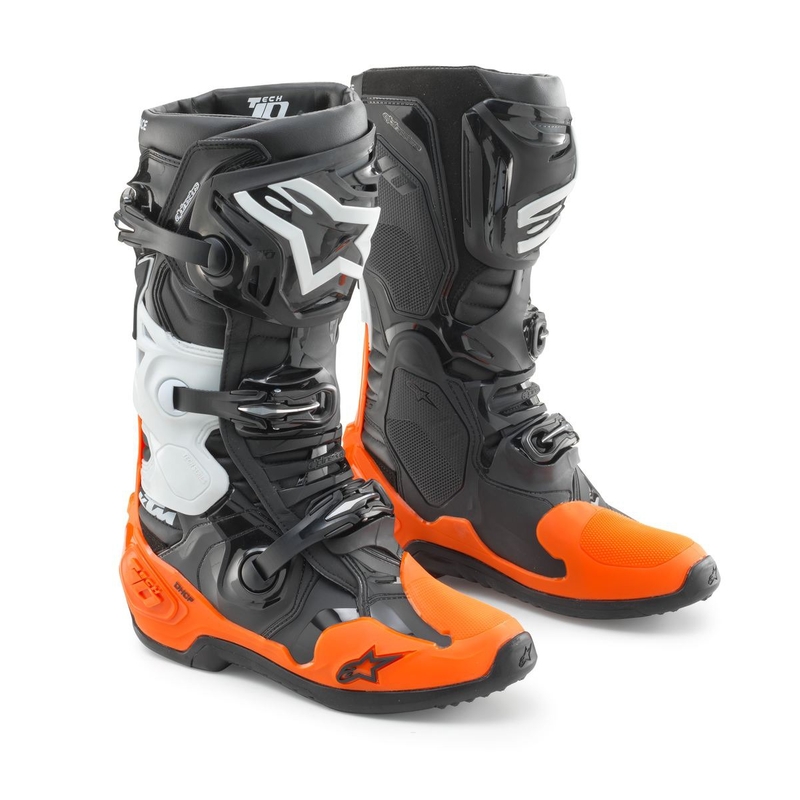 Bottes de moto Alpinestars Tech 10 KTM noir et orange