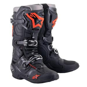 Bottes de moto Alpinestars Tech 10 noir-rouge-fluo-gris