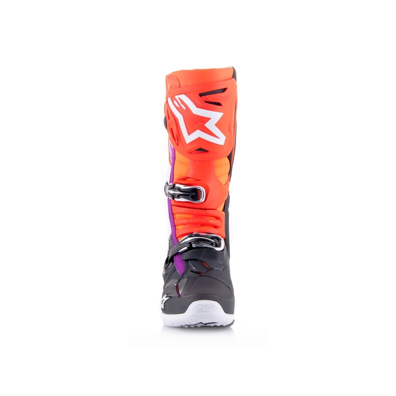 Bottes de moto Alpinestars Tech 10 orange-jaune-violet-blanc-noir