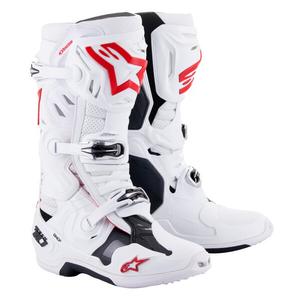 Bottes Moto Alpinestars Tech 10 Supervented Perforées Blanc-Rouge-Noir