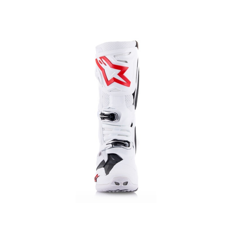 Bottes Moto Alpinestars Tech 10 Supervented Perforées Blanc-Rouge-Noir