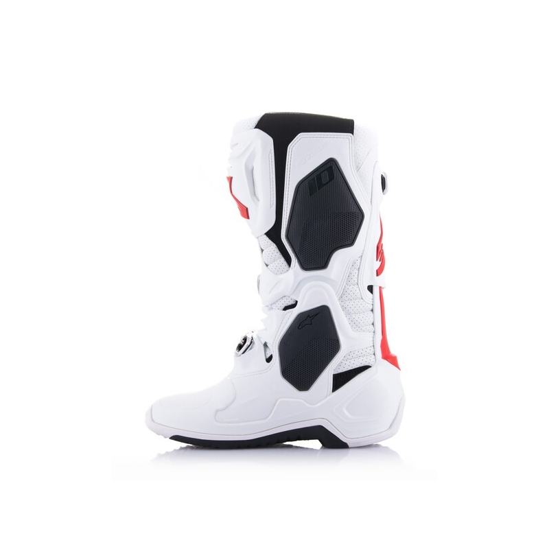 Bottes Moto Alpinestars Tech 10 Supervented Perforées Blanc-Rouge-Noir