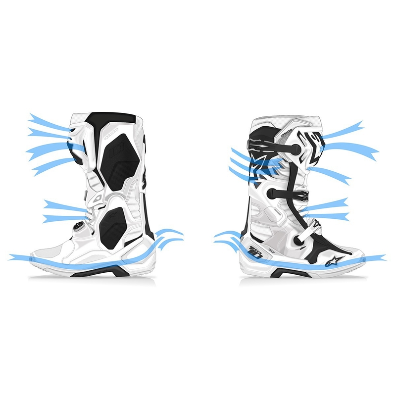 Bottes Moto Alpinestars Tech 10 Supervented Perforées Blanc-Rouge-Noir