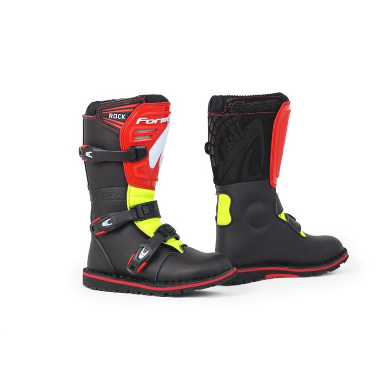 Bottes de moto pour enfants Forma Rock noir-jaune-rouge