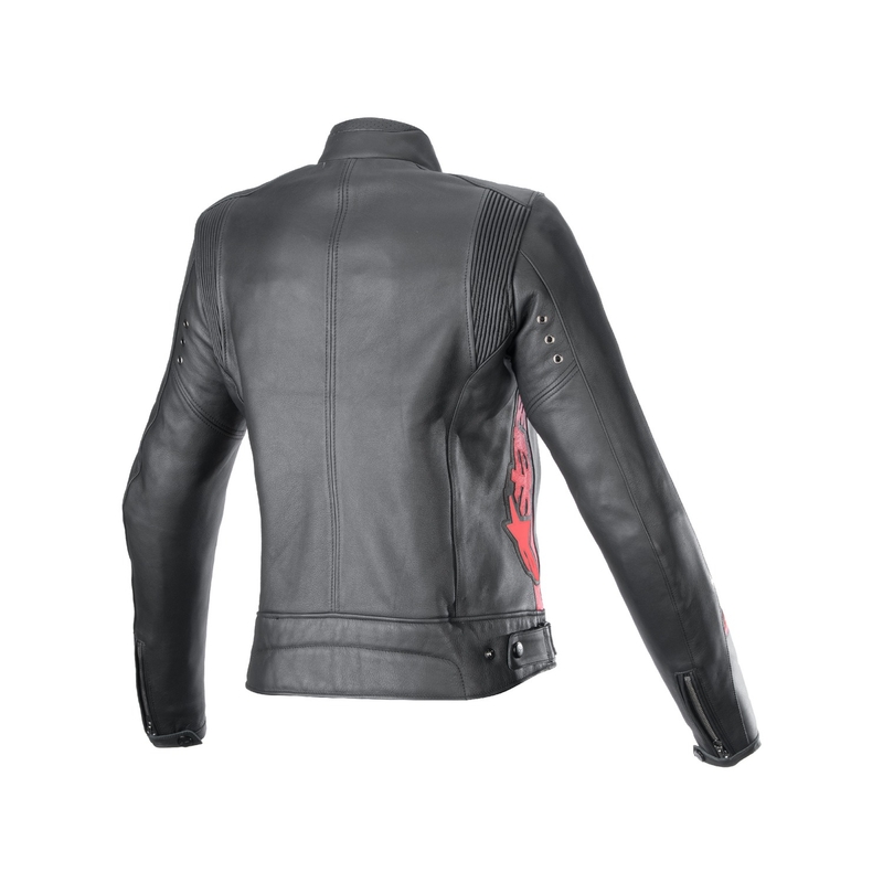 Alpinestars Stella Dyno Blouson moto femme en cuir noir et rouge