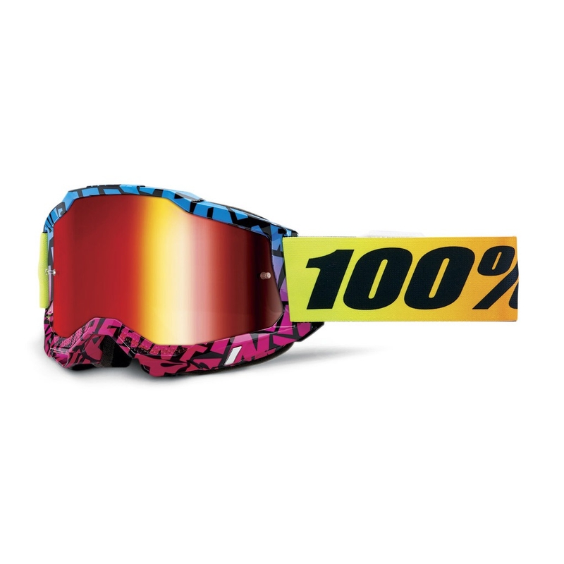 Lunettes de moto-cross 100% ACCURI 2 Special UTV/OTG - édition limitée Ken Block rouge avec plexi chromé