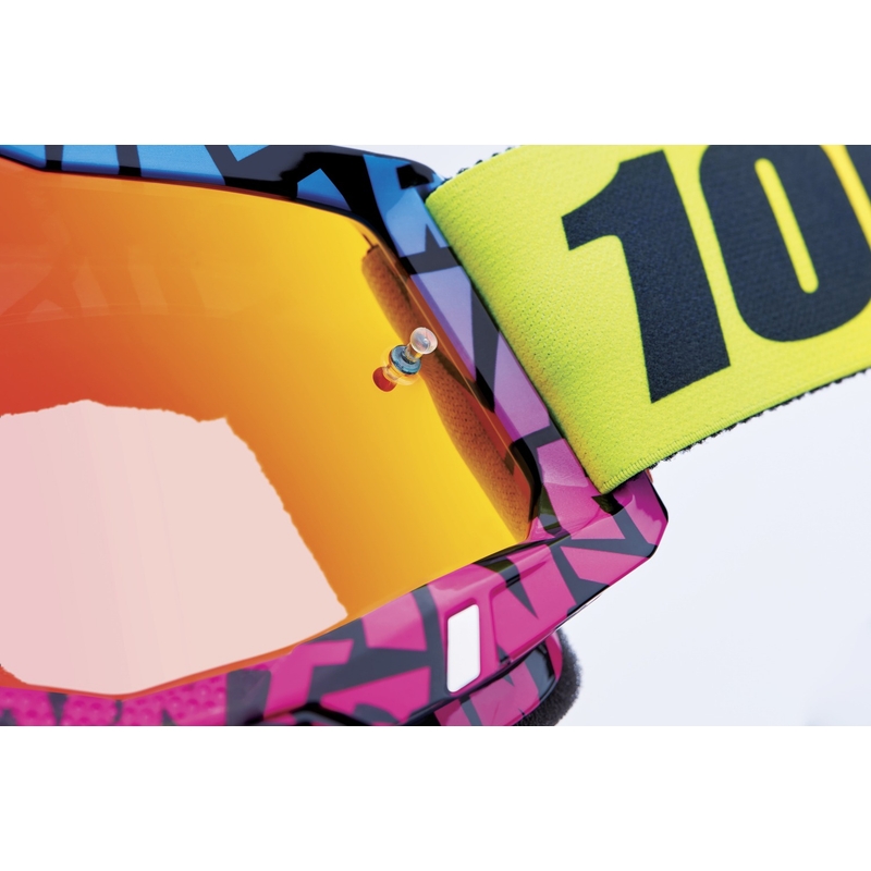 Lunettes de moto-cross 100% ACCURI 2 Special UTV/OTG - édition limitée Ken Block rouge avec plexi chromé