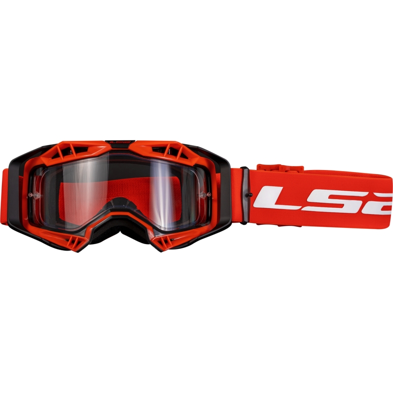 Lunettes de motocross LS2 Aura Enduro rouge plexi clair
