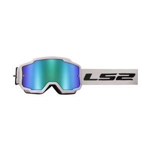 Lunettes de motocross LS2 Charger H-V blanc avec plexi iridium vert