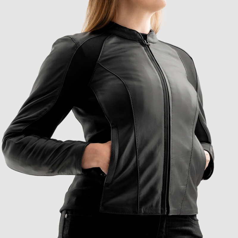 Blouson moto en cuir femme Rebelhorn Siena noir