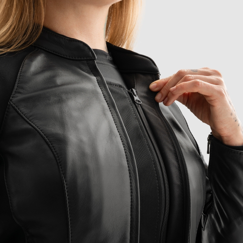 Blouson moto en cuir femme Rebelhorn Siena noir