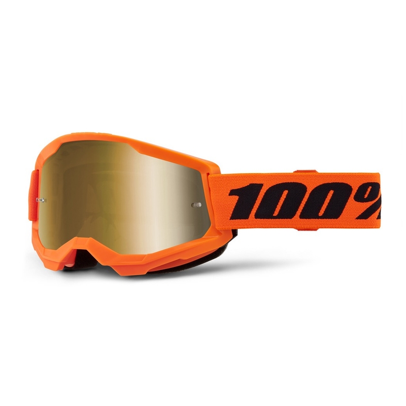 Lunettes de motocross pour enfants 100% STRATA 2 orange (plexi miroité or)