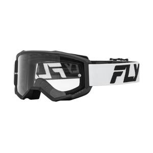 Lunettes de motocross FLY Racing Focus blanc-noir avec plexi transparent