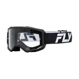 Lunettes de motocross FLY Racing Focus noir et blanc avec plexi transparent