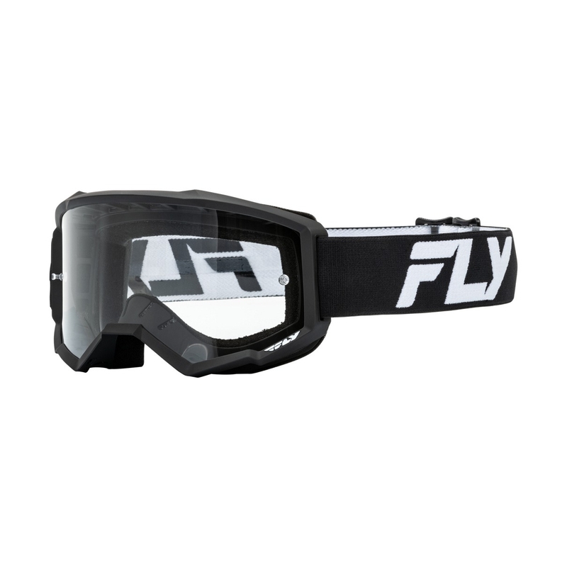 Lunettes de motocross FLY Racing Focus noir et blanc avec plexi transparent
