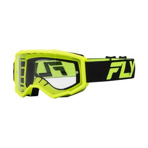 Lunettes de motocross FLY Racing Focus noir-jaune fluo avec plexi transparent