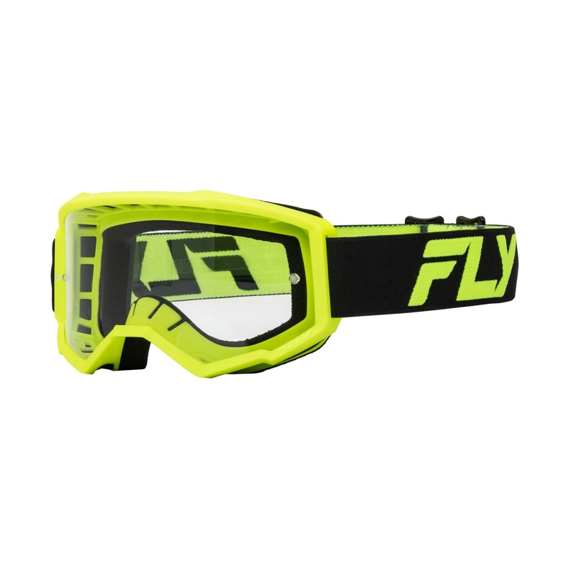 Lunettes de motocross FLY Racing Focus noir-jaune fluo avec plexi transparent