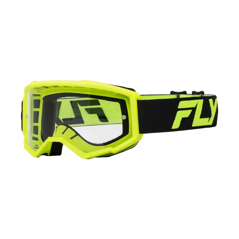 Lunettes de motocross FLY Racing Focus noir-jaune fluo avec plexi transparent