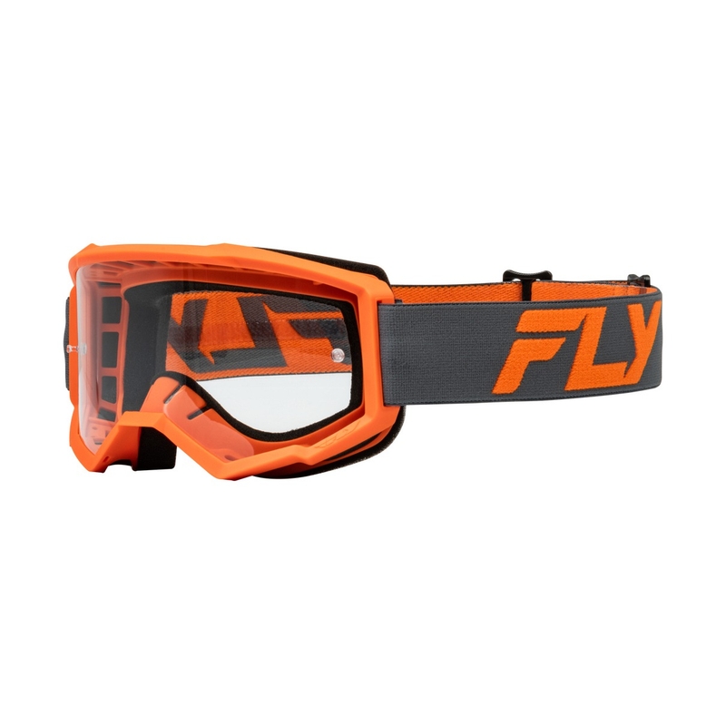 Lunettes de motocross FLY Racing Focus noir-orange avec plexi transparent pour enfants