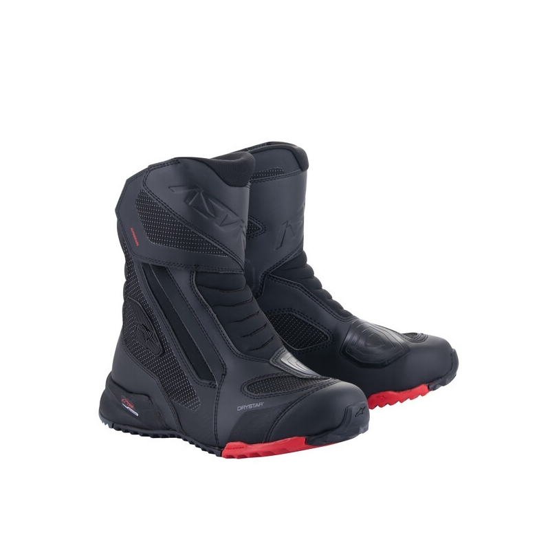 Bottes de moto Alpinestars RT-7 DRYSTAR noires et rouges