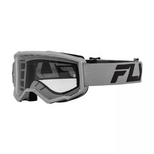 Lunettes de motocross FLY Racing Focus argent-noir avec plexi transparent pour enfants
