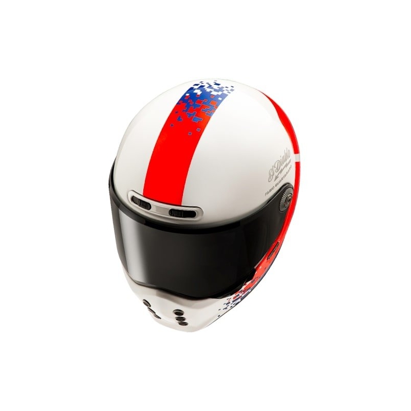 Casque moto intégral HJC V10 Fabio Quartararo 20 Retro blanc-rouge-bleu