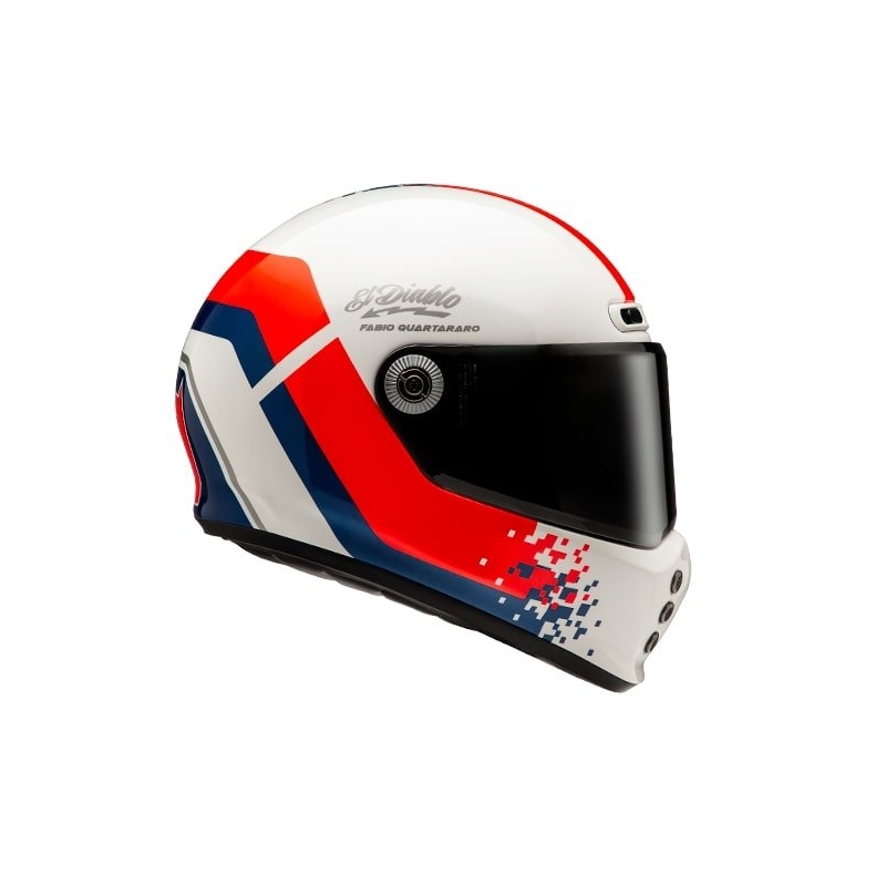 Casque moto intégral HJC V10 Fabio Quartararo 20 Retro blanc-rouge-bleu
