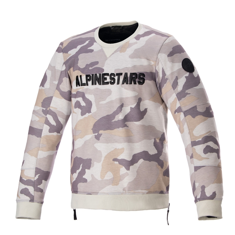 Sweat-shirt moto polaire Alpinestars Legit Crew, camouflage clair gris