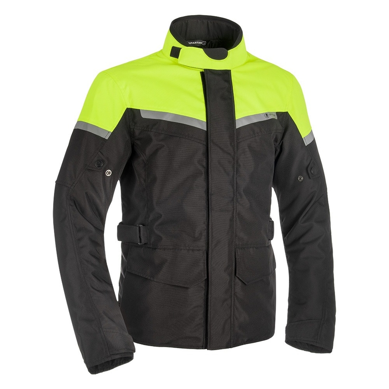 Veste de moto Oxford Spartan Long WP noir-jaune fluo