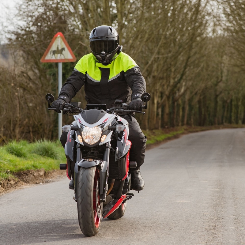 Veste de moto Oxford Spartan Long WP noir-jaune fluo