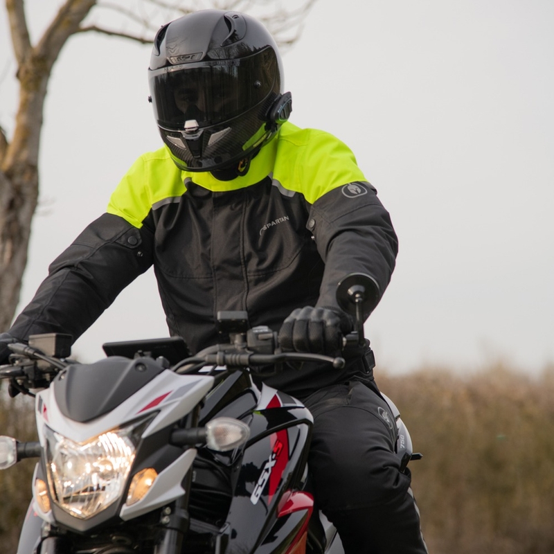 Veste de moto Oxford Spartan Short WP noir-jaune fluo