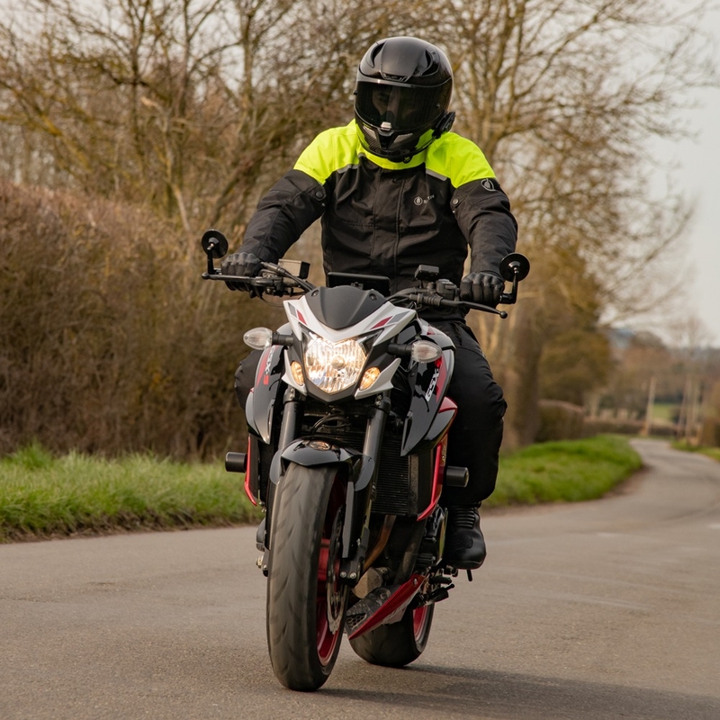 Veste de moto Oxford Spartan Short WP noir-jaune fluo