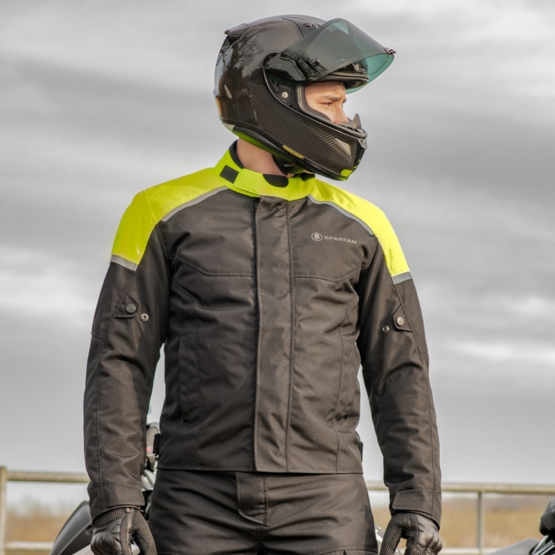 Veste de moto Oxford Spartan Short WP noir-jaune fluo