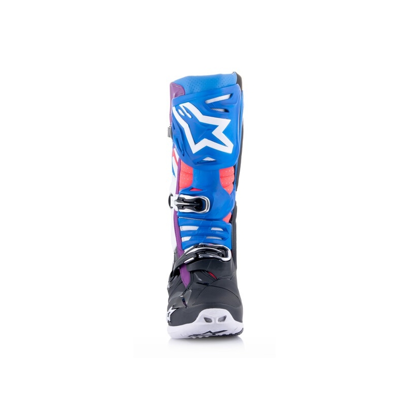 Bottes de moto Alpinestars Tech 10 Supervented Perforated Bleu-violet-rose-blanc-gris-noir