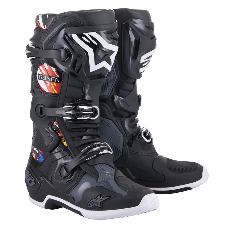 Bottes de moto Alpinestars Tech 10 Limited Edition Renen noir-gris-blanc-multicolore